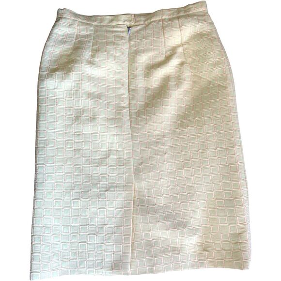 Vintage M Daquin Paris Yellow Jacquard Skirt Suit Set Mod Retro 60s Boxy Jacket - Picture 8 of 12